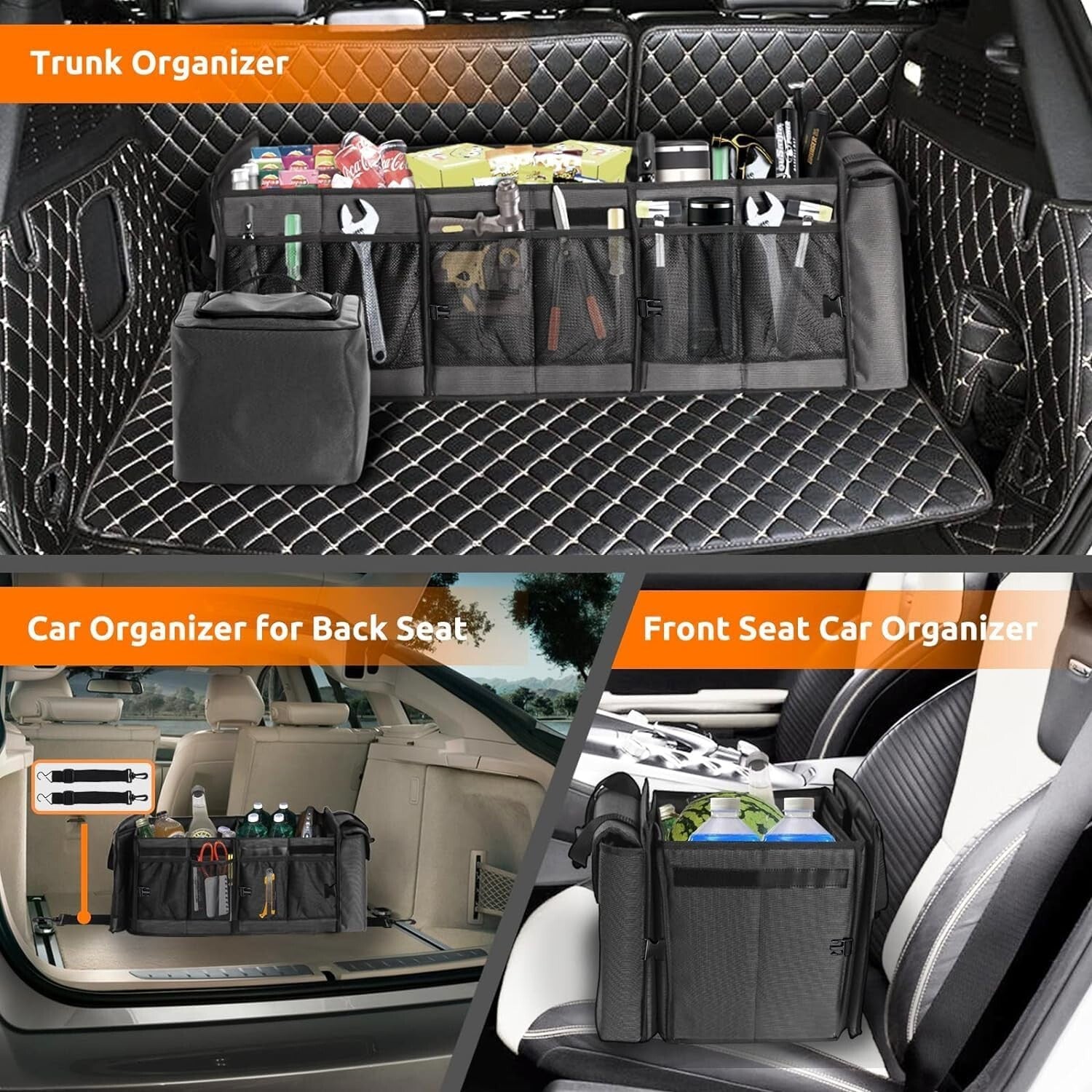 4-in-1 Car Trunk Organizer with Leakproof Cooler Bag - Durable & Adjustable