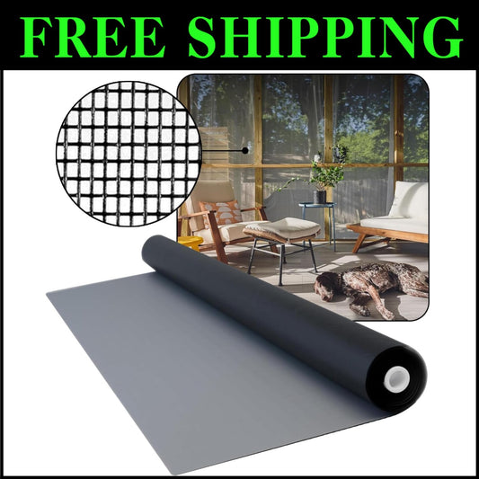 Customizable 48x50 Fiberglass Window Screen Mesh for Doors & Patios - Charcoal