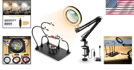 Adjustable All-in-One Soldering Magnifier Lamp - Ideal for DIY Projects