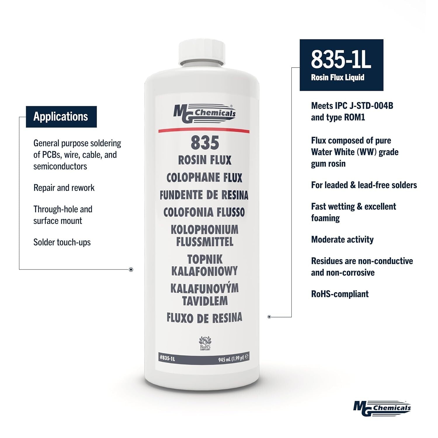 1 Liter Liquid Rosin Flux for Efficient Soldering on PCB - Lead & Lead-Free