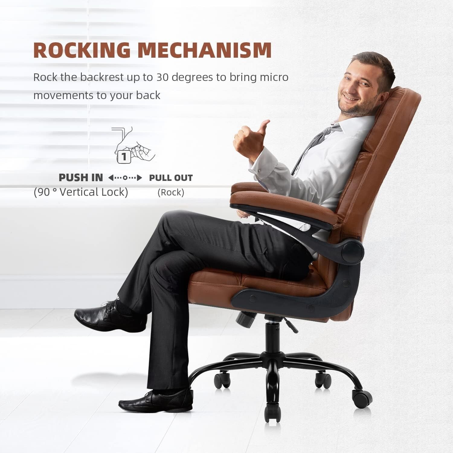 Ergonomic Rolling Swivel Desk Chair with Leather Finish for Modern Home Offices