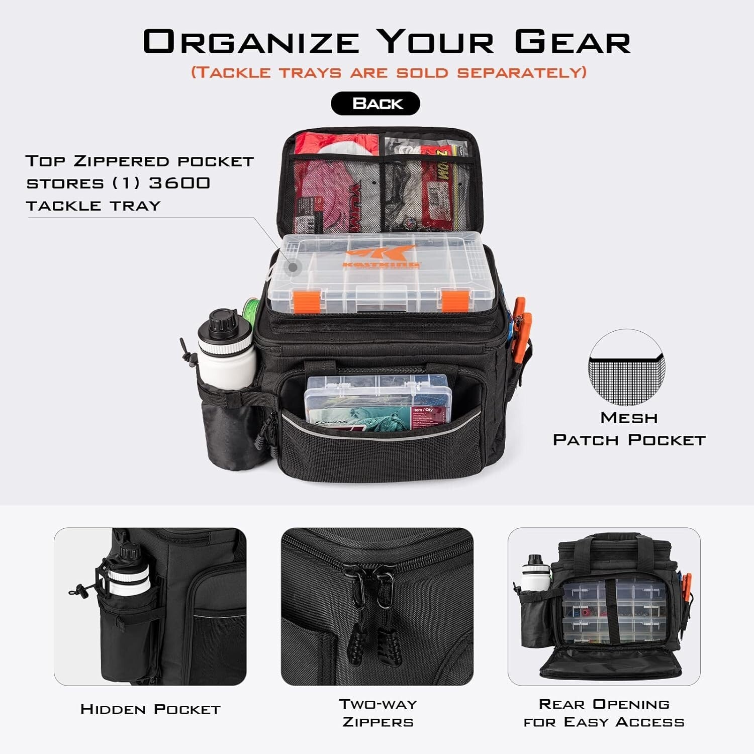 Durable Fishing Tackle Storage Bag - 3600 Size Capacity, Molle Straps Included