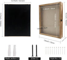 Load image into Gallery viewer, Lockable Memorabilia Shadow Box 13x16 with Hinged Glass Door - Carbonized Black