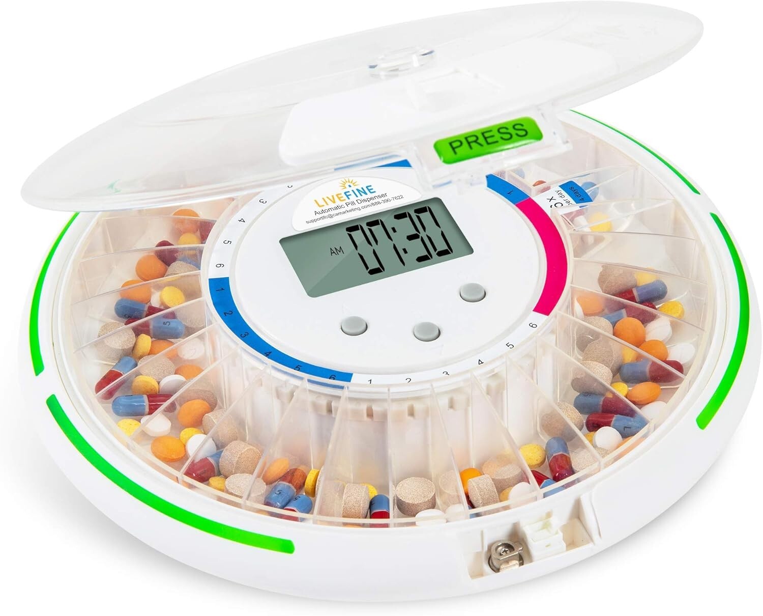 Automatic 28-Day Pill Dispenser with LCD Display & Sound Alerts for Caregivers