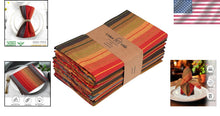 Load image into Gallery viewer, Red Multi Color Striped Napkin Set - 12 Premium Cotton Dinner Napkins 20x20