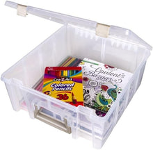 Load image into Gallery viewer, Portable Double Deep Craft Storage Box with Handle &amp; Removable Dividers 15.25"