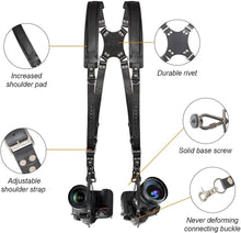 Load image into Gallery viewer, Premium Leather Double Camera Strap with Soft Padding for Ultimate Comfort