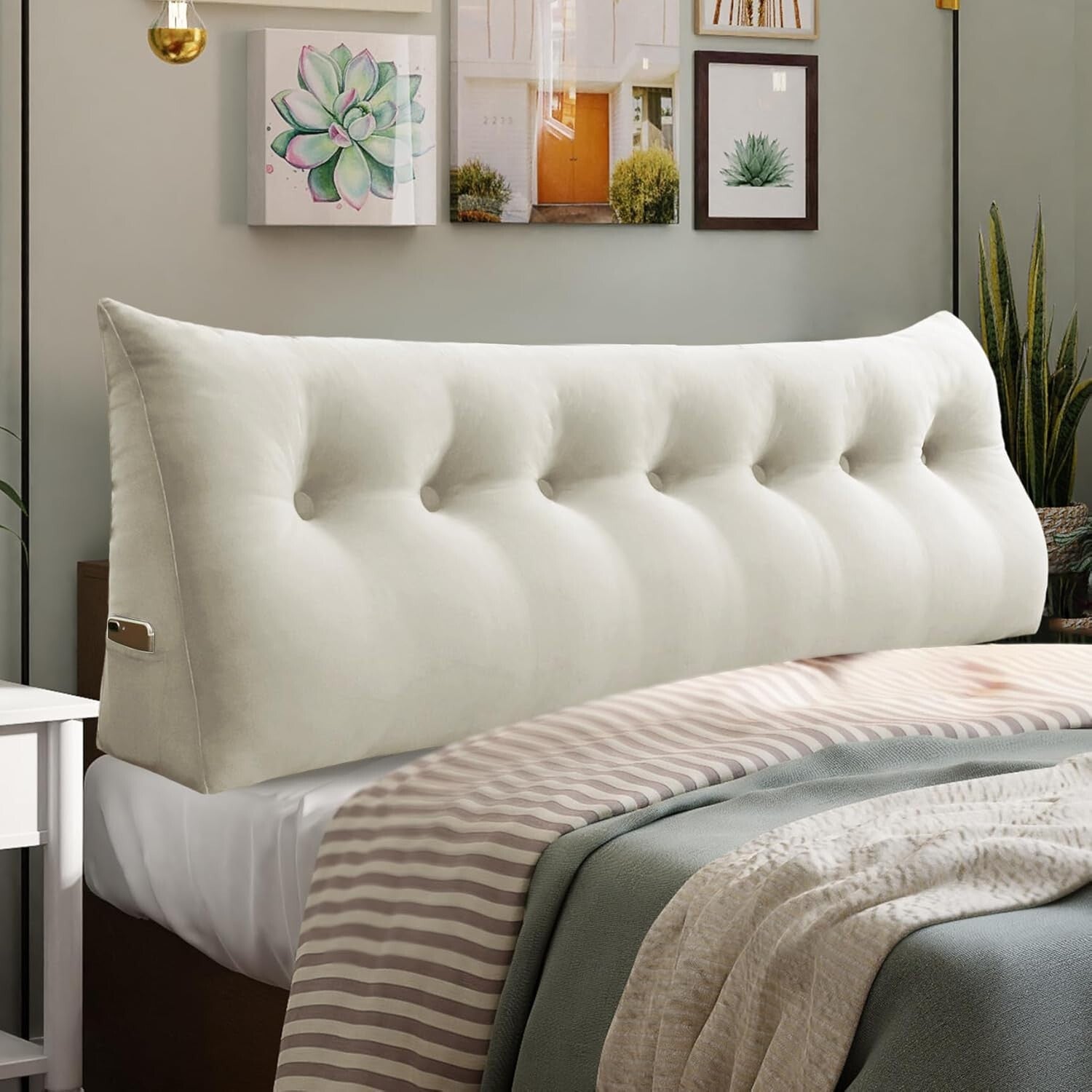 Large 76-Inch King Wedge Pillow for Reading & Relaxation - Soft Velvet Design