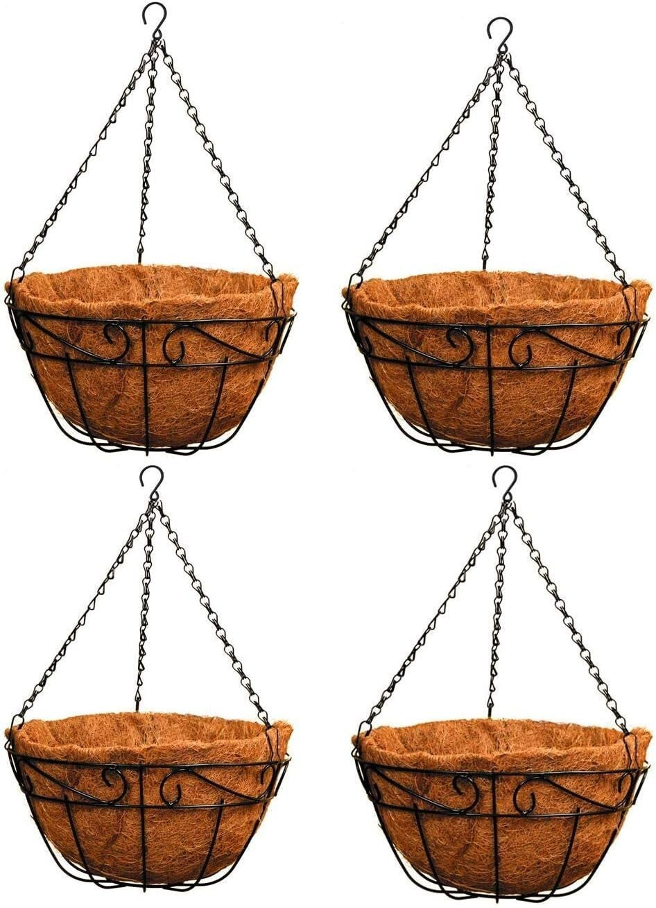 Rust-Resistant Metal Planter Baskets - Versatile Hanging Garden Decor, Pack of 4