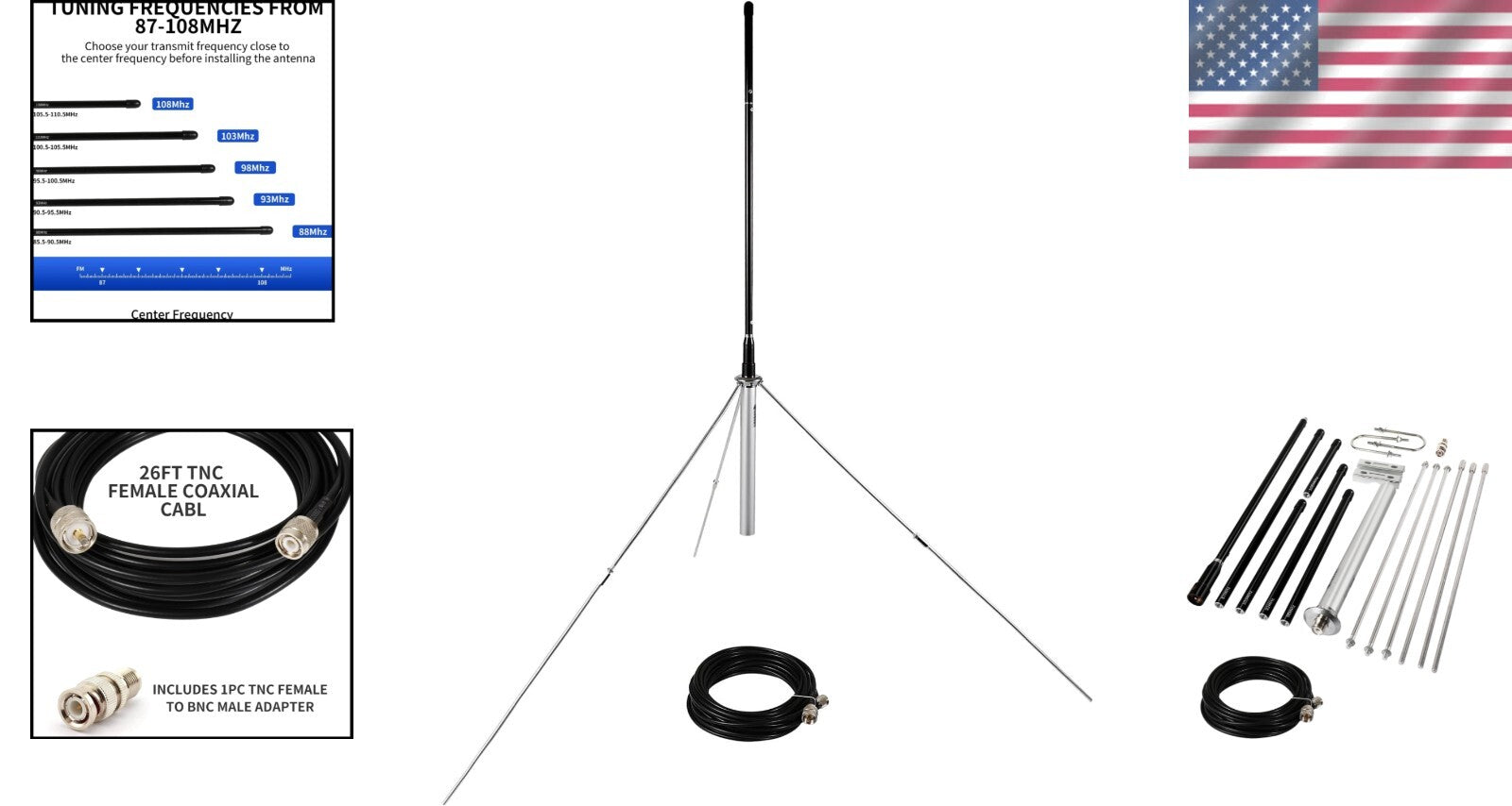 Durable 1/4 Wave FM Transmitter Antenna for Maximum Coverage - Waterproof Design