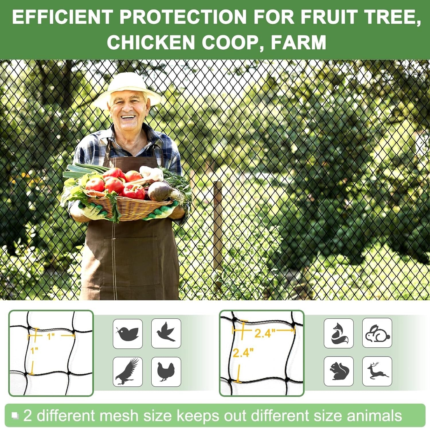 Durable 25x100ft Garden Netting - Multi-Purpose Protection for Fruits & Fowl
