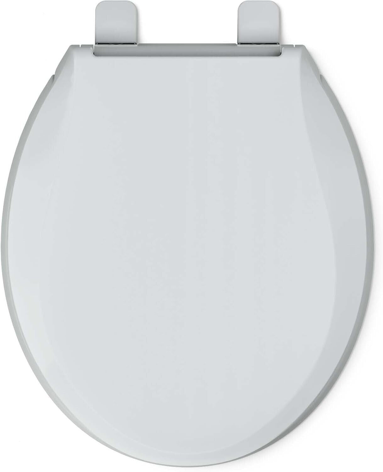Stylish Ice Grey Round Toilet Seat with Secure Grip-Tight Installation Hardware