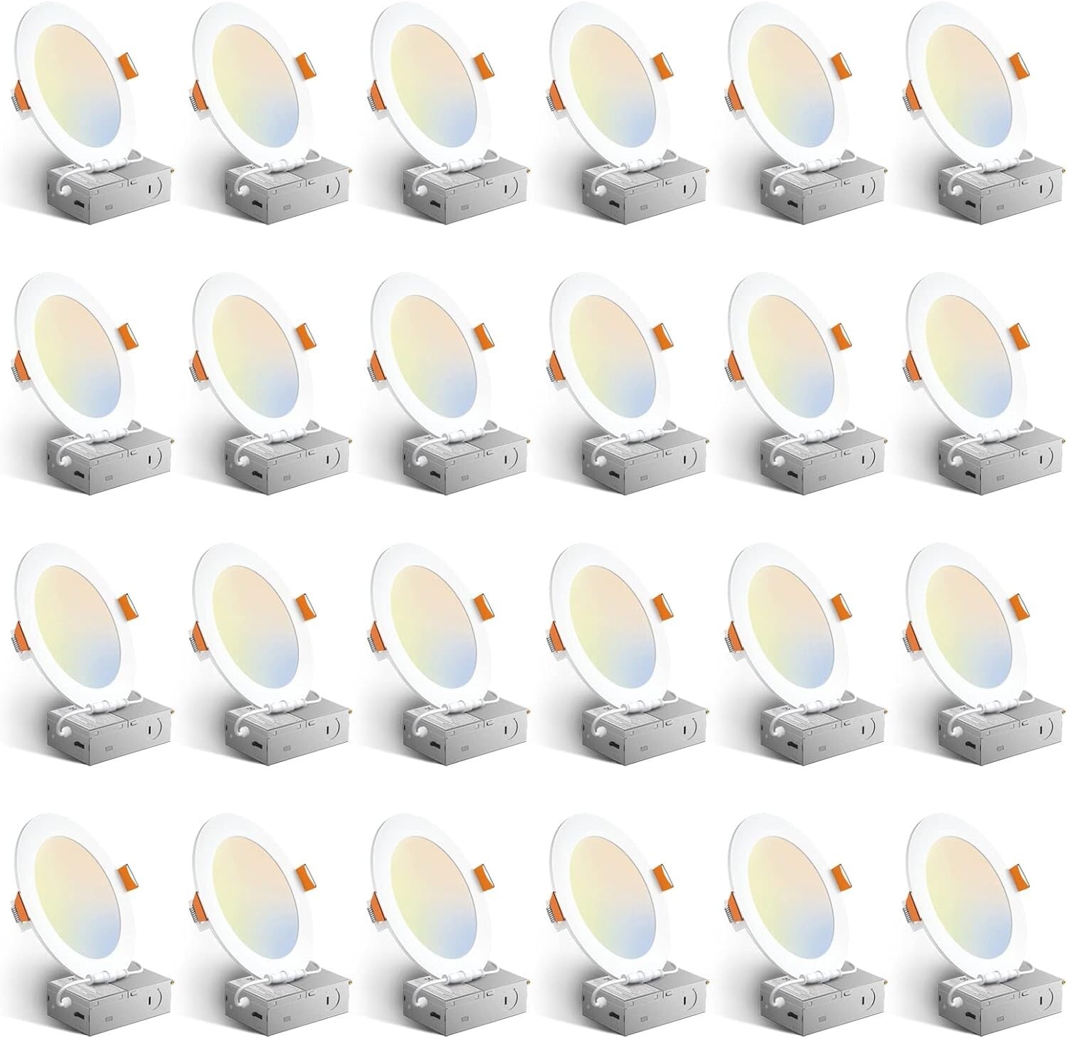 Bright 1050LM Recessed Downlights - 6-Inch, 24-Pack Adjustable Color Temperature
