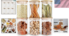 Load image into Gallery viewer, Stackable 6-Pack Airtight Glass Canisters with Durable Wood Lids - 27oz Each