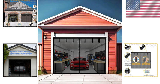Easy Install Magnetic Garage Door Screen 8x7ft - Durable & Refreshing Airflow