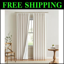 Load image into Gallery viewer, Luxury 2-Panel Blackout Curtains - Natural Linen Blended Pinch Pleat Style 90”