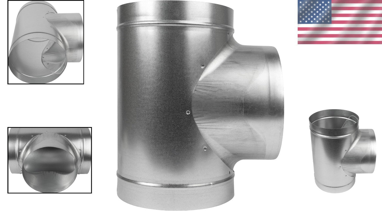 Durable 8-Inch T-Shape Ducting Splitter - Customizable 3-Way Ventilation Fitting