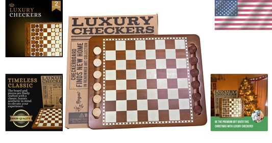 Classic Portable Checkers Set with 24 Wooden Pieces - Family-Friendly Gaming