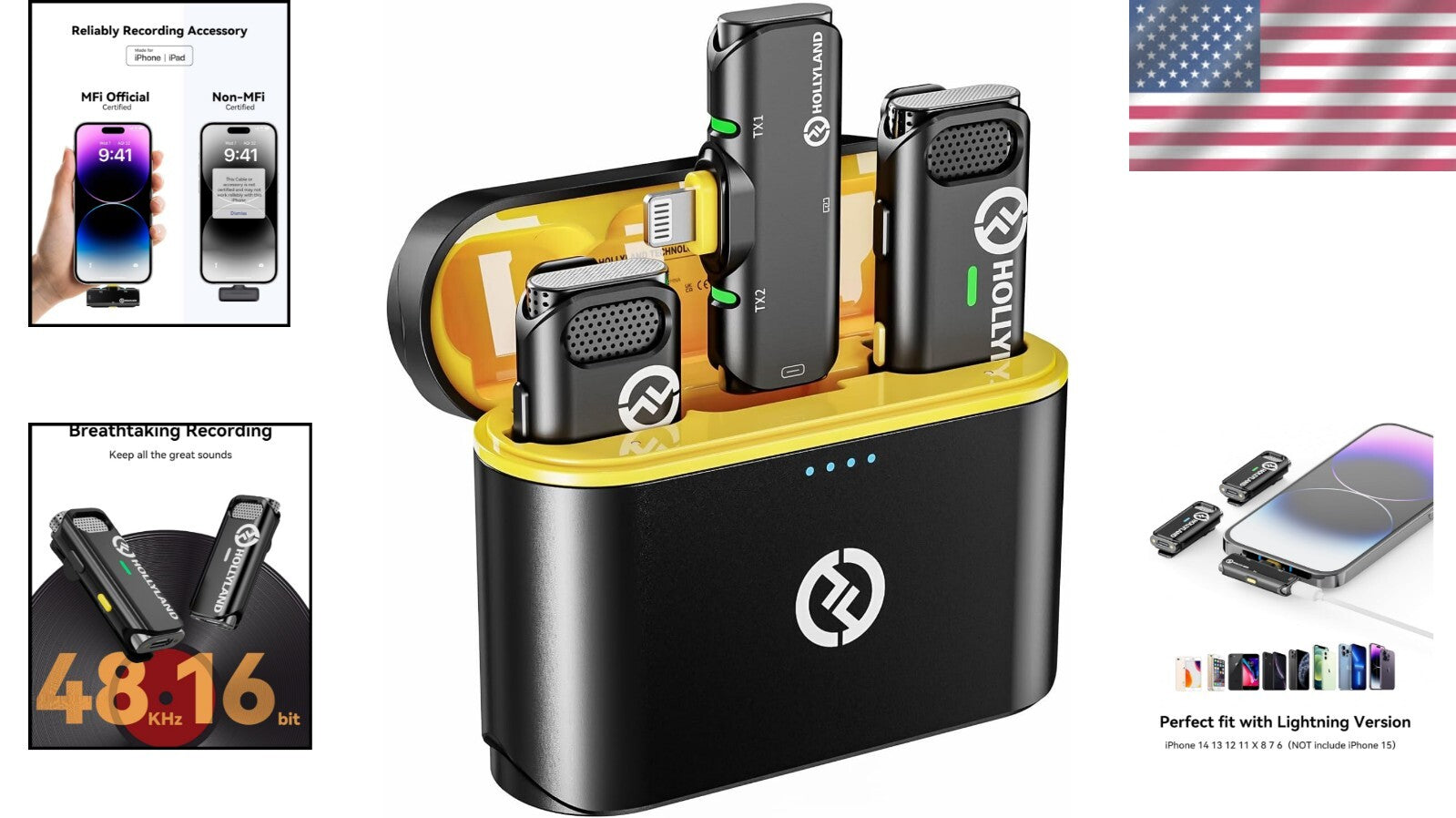 Active Noise Cancelling Lavalier Mic - 32H Battery, Ideal for iPhone/iPad Users