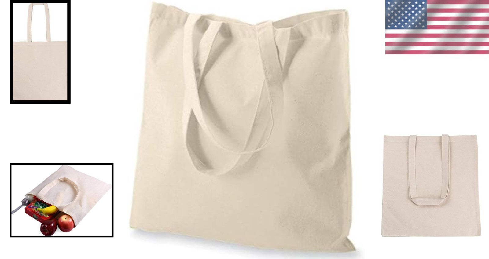 50 Lightweight Natural Cotton Tote Bags - Eco-Friendly, Durable, and Stylish