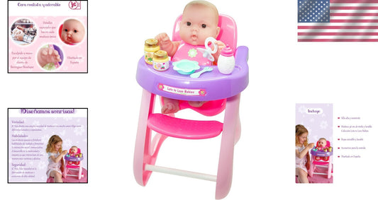 Interactive 14-Inch Doll and High Chair Set - Fun Feeding Accessories Included