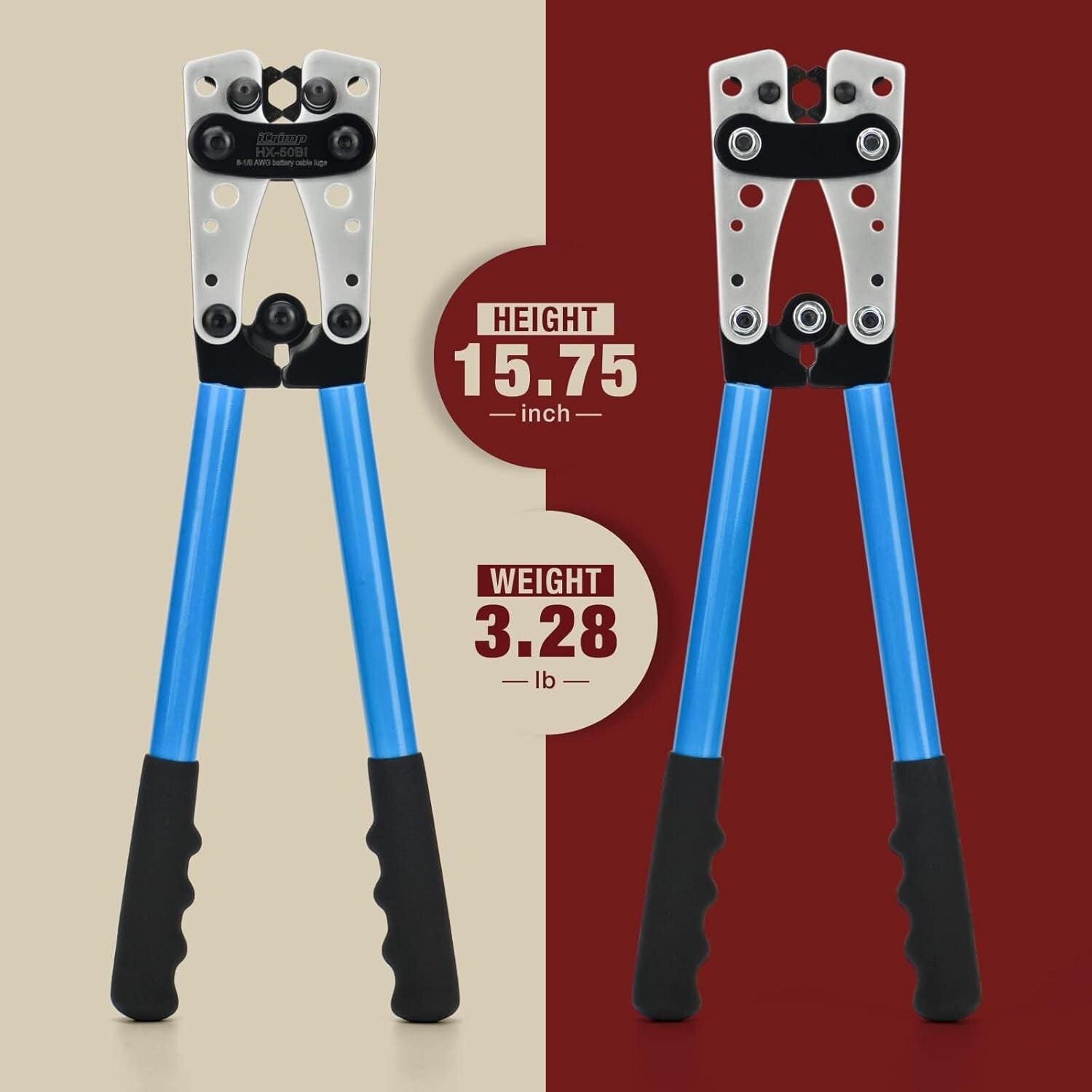 All-in-One Battery Cable Crimper & Stripper with Carrying Case - 34 Piece Set