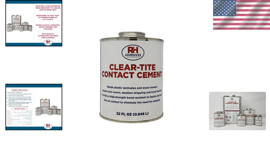 32 oz Clear-Tite Contact Cement - Fast Bonding Adhesive for Carpet, Glass & More