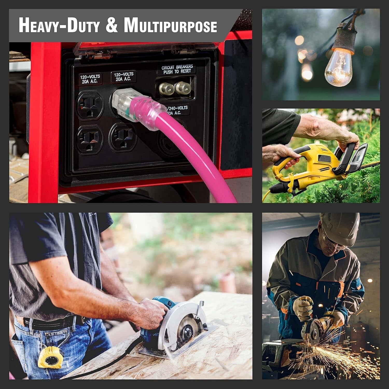 Durable 100 ft Pink 14 Gauge Extension Cord - Perfect for Appliances & Tools