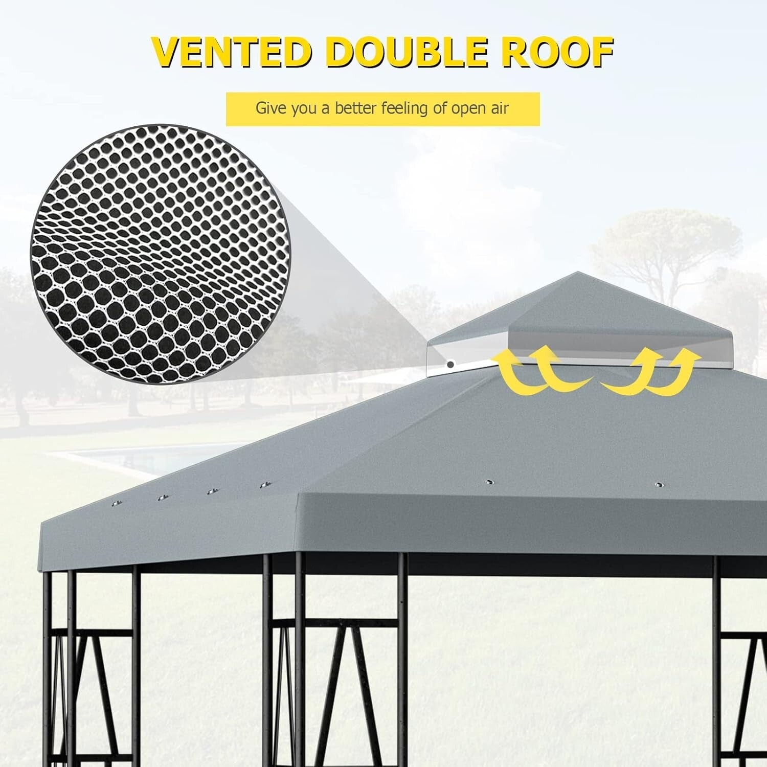 10'x10' Double Tier Gazebo Replacement Canopy Cover - UV Resistant & Waterproof