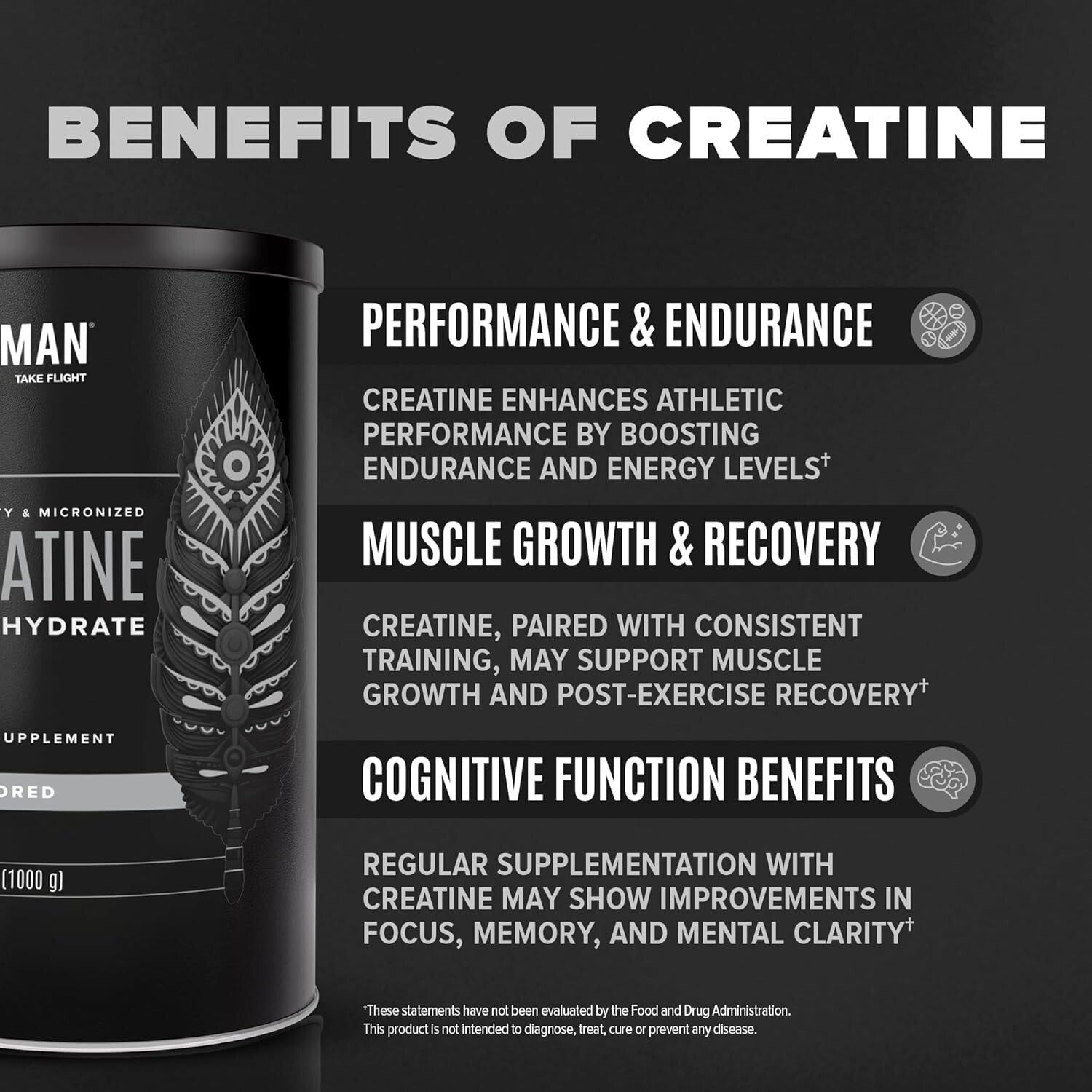 Flavorless Creatine Monohydrate Powder - 5g Serving for Performance & Recovery