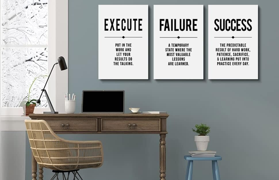 Durable Canvas Motivational Wall Art - Positive Quote Posters, Set of 3, 16x24"