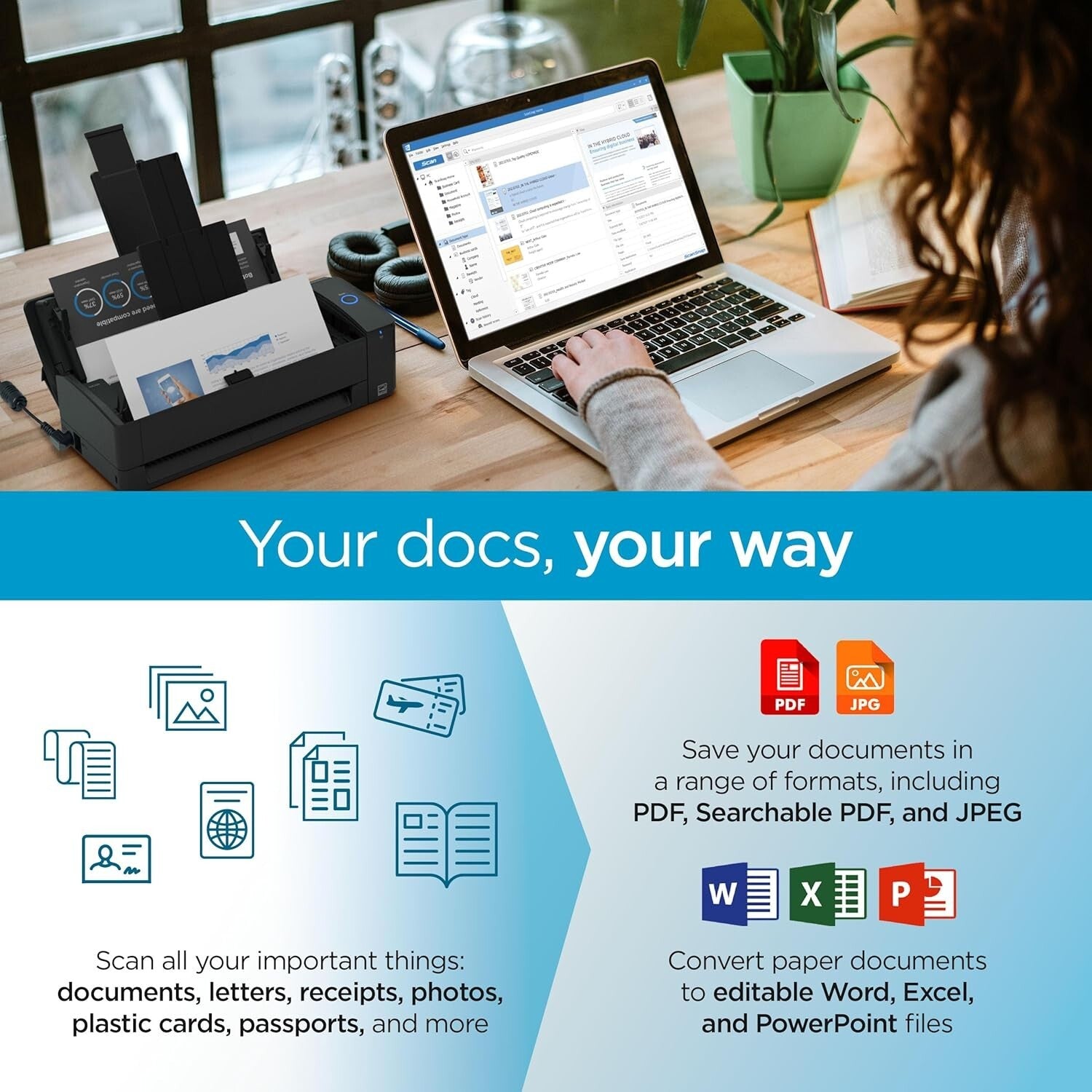 Effortless Compact Scanner for Documents, Photos & Receipts - Wireless Ready