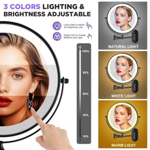 Load image into Gallery viewer, Compact 1x/20X Lighted Vanity Mirror with Adjustable Arm - Perfect for Makeup