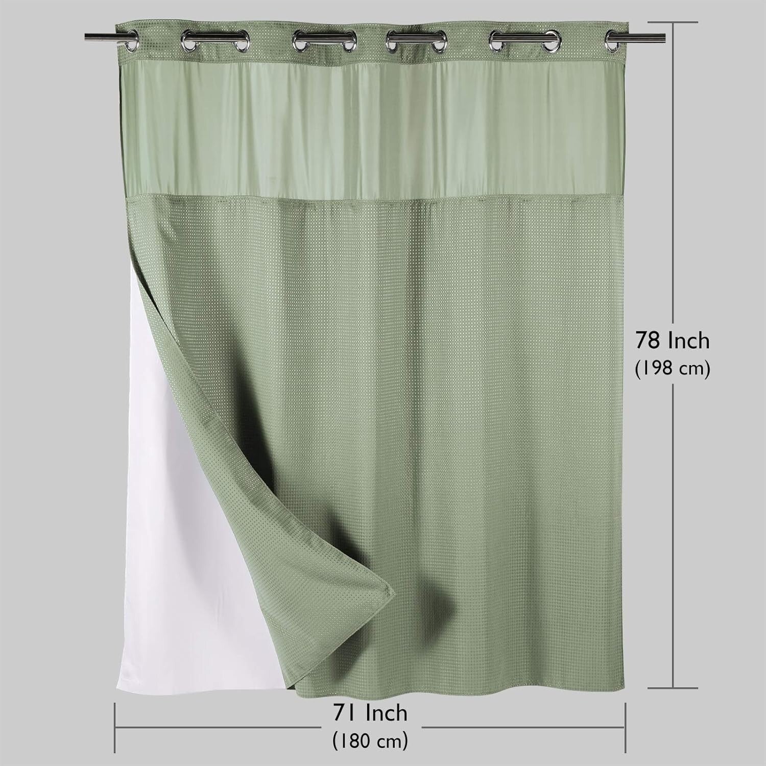 Hotel-Grade Heavy Duty Weiss Fabric Shower Curtain with Removable Liner, 71W 78L