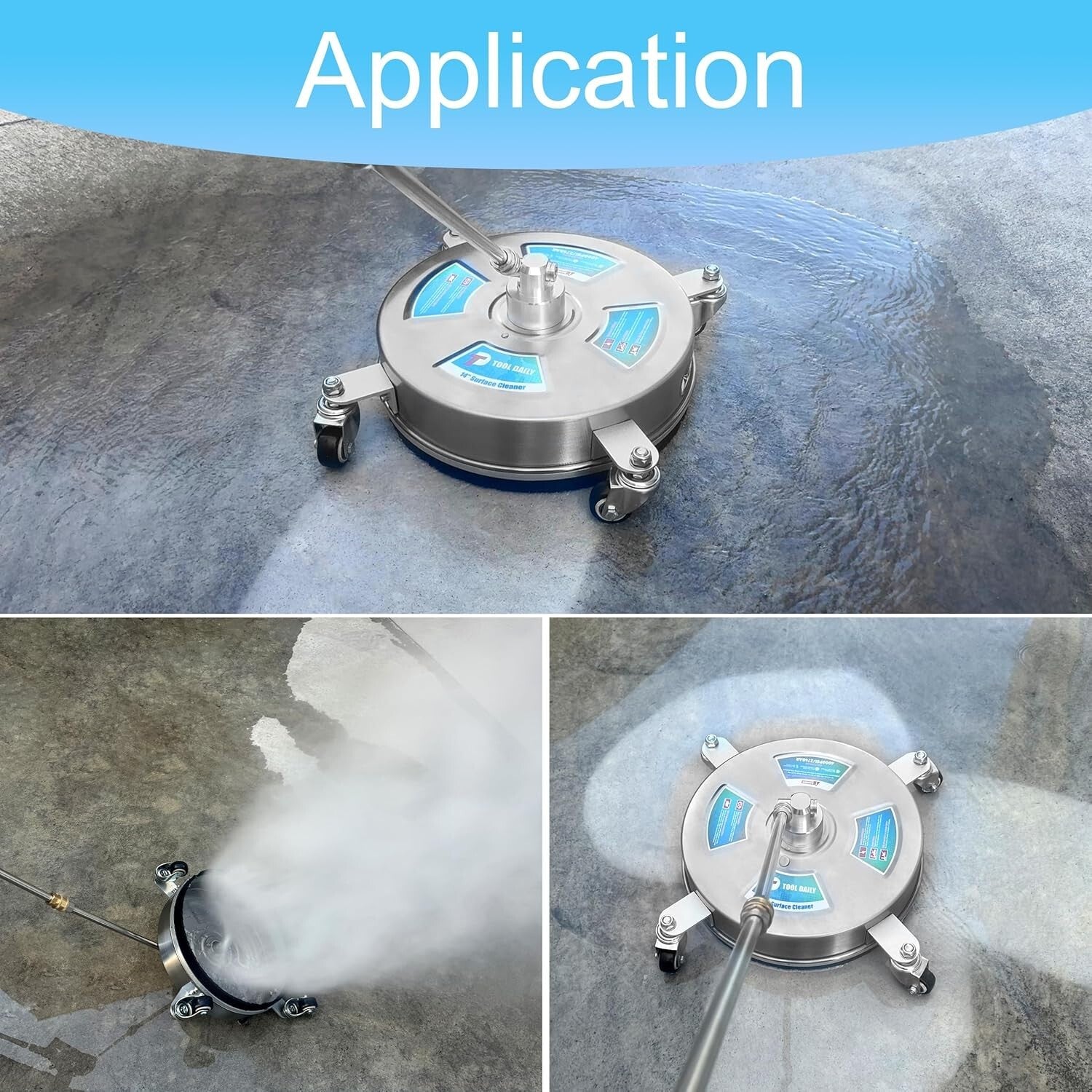 Portable 14” Pressure Washer Surface Cleaner with 4 Wheels for Ultimate Mobility