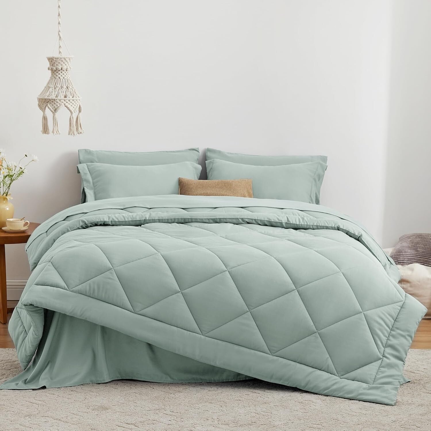 Complete Full Size Aqua Comforter Set - Hypoallergenic and Easy to Care