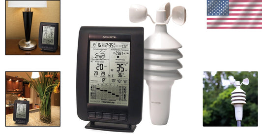 Black Wireless Weather Station with Self-Calibrating Sensor - Indoor/Outdoor Use