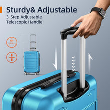Load image into Gallery viewer, Premium 4-Piece Sky Blue Luggage Set: Expandable with Smooth Spinner Wheels