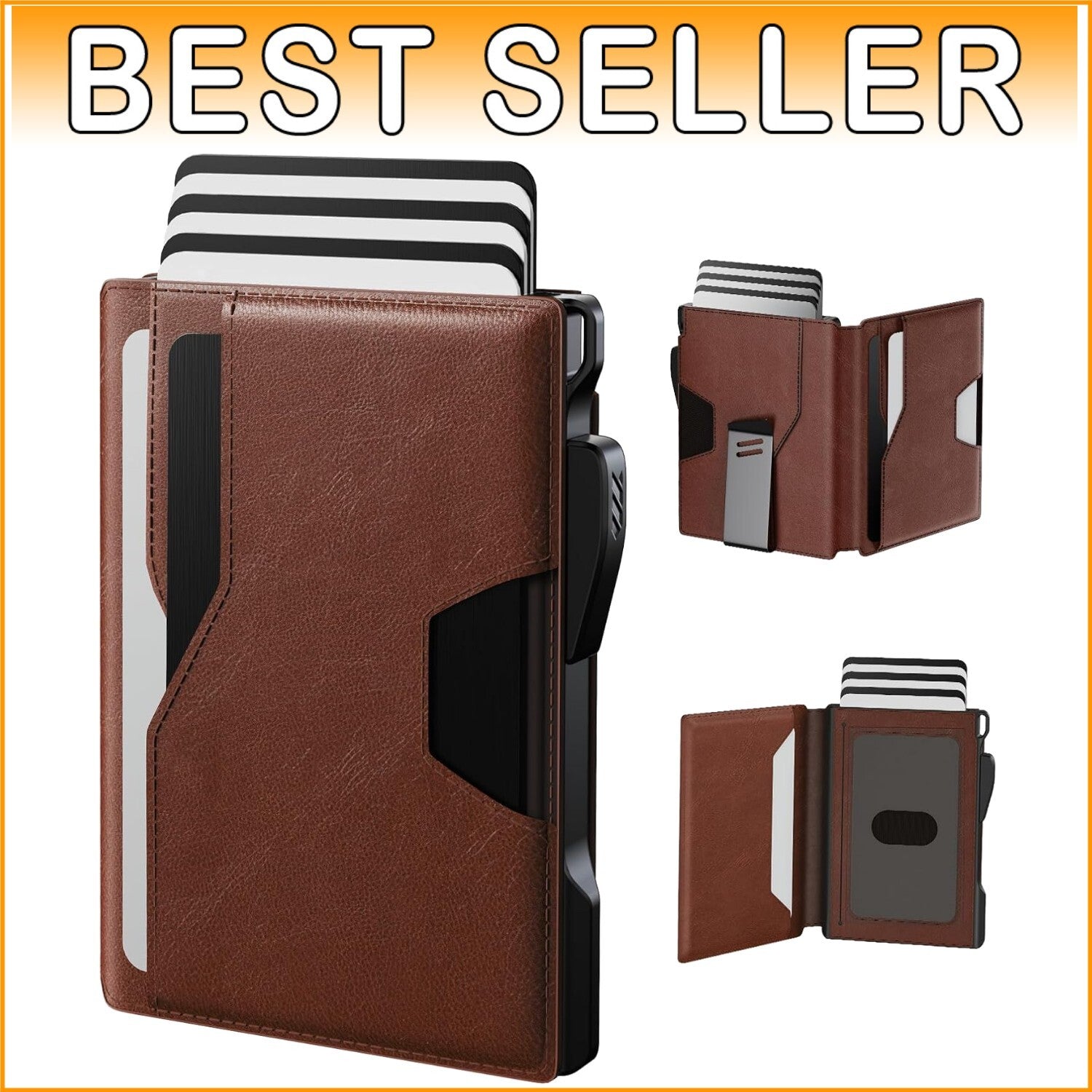 Brown RFID Wallet with Magnetic Bifold - Slim Design for Quick Card Access