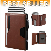 Load image into Gallery viewer, Brown RFID Wallet with Magnetic Bifold - Slim Design for Quick Card Access