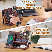 Load image into Gallery viewer, Natural Wood Phone Station with Key Holder - Gifts for Husband, Dad or Boyfriend