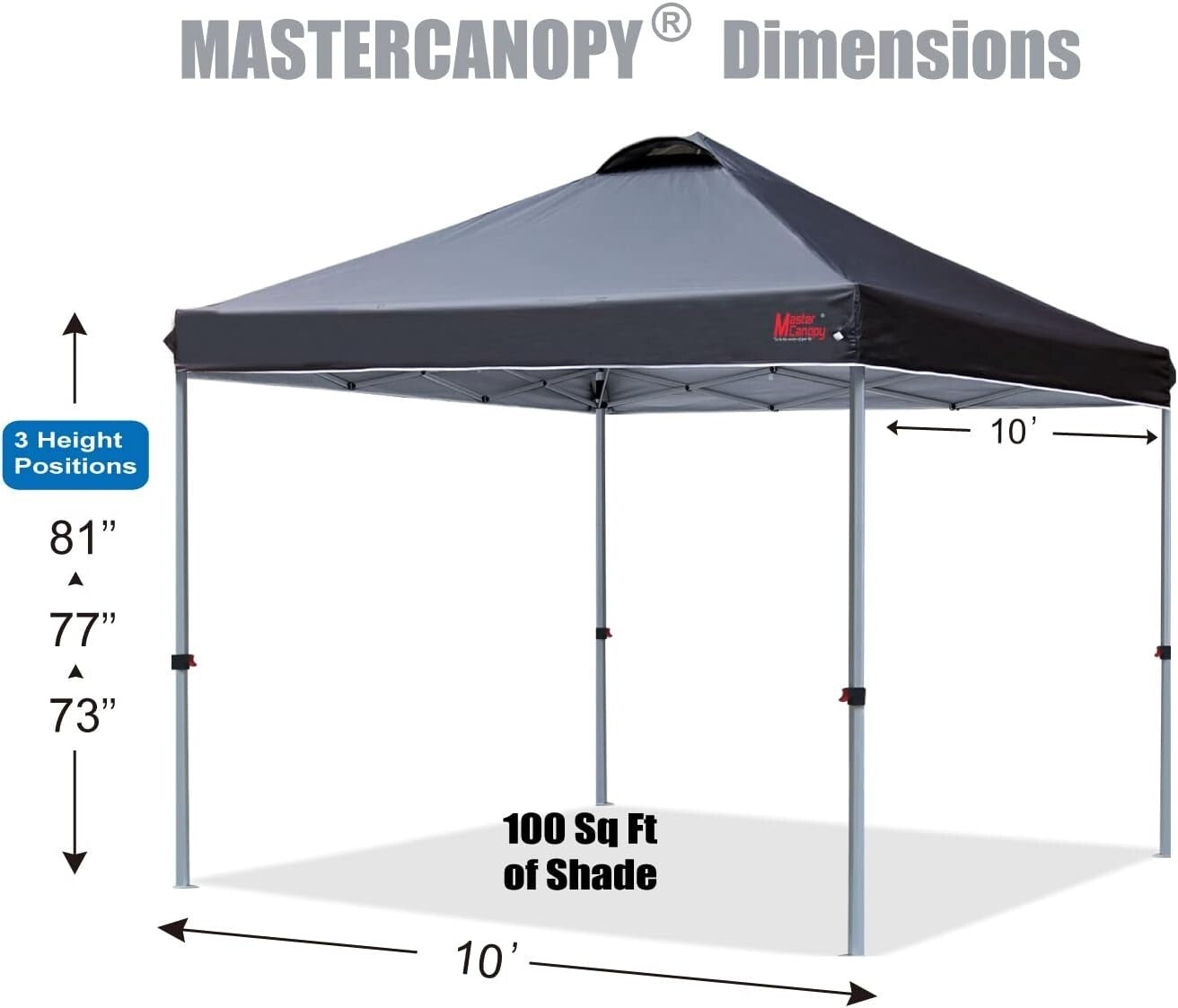Versatile 10x10 Pop-Up Tent with Height Adjustments for Tailgating and Festivals