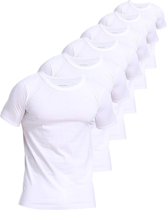 Classic Fit 6-Pack Men's Cotton Undershirts with Invisible Crew Neck Design