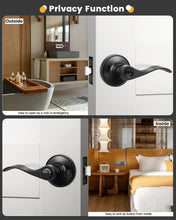 Load image into Gallery viewer, 5-Pack Matte Black Privacy Door Handles, Easy Install, Reversible Levers