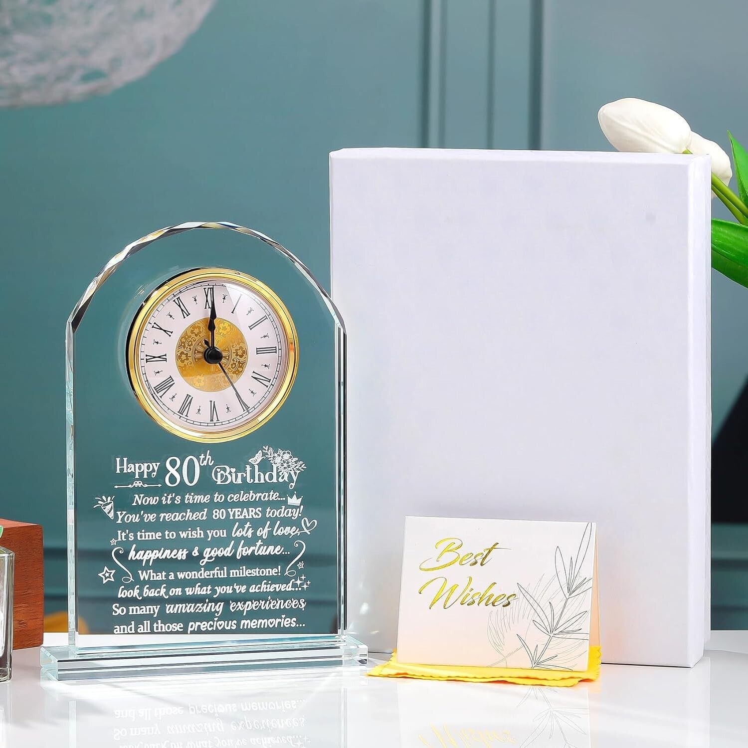 Decorative 80th Birthday Quartz Clock - Memory Keeper for Milestone Celebrations