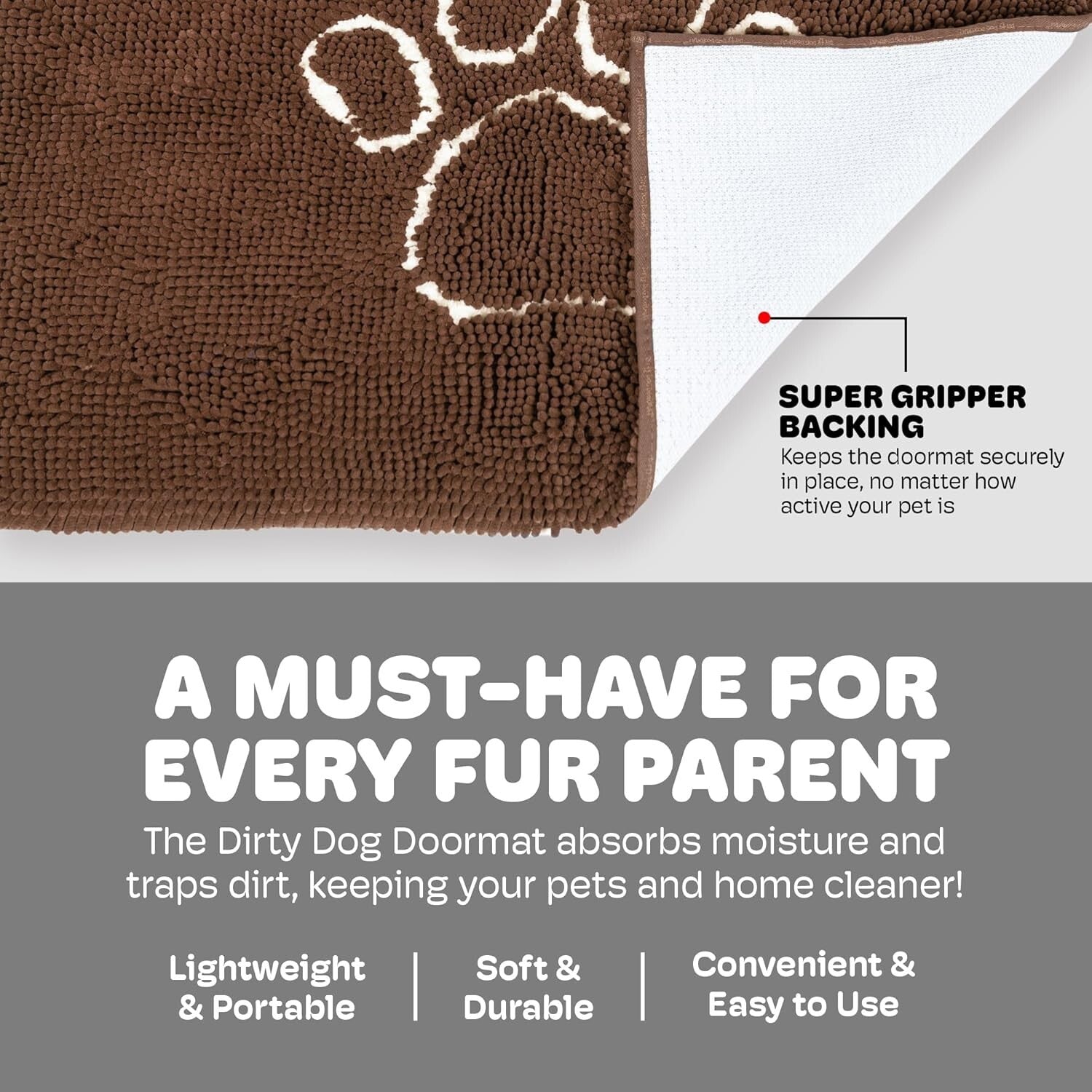 Versatile Super Absorbent Dog Rug - Plush Microfiber Doormat - Almond 35" x 26"