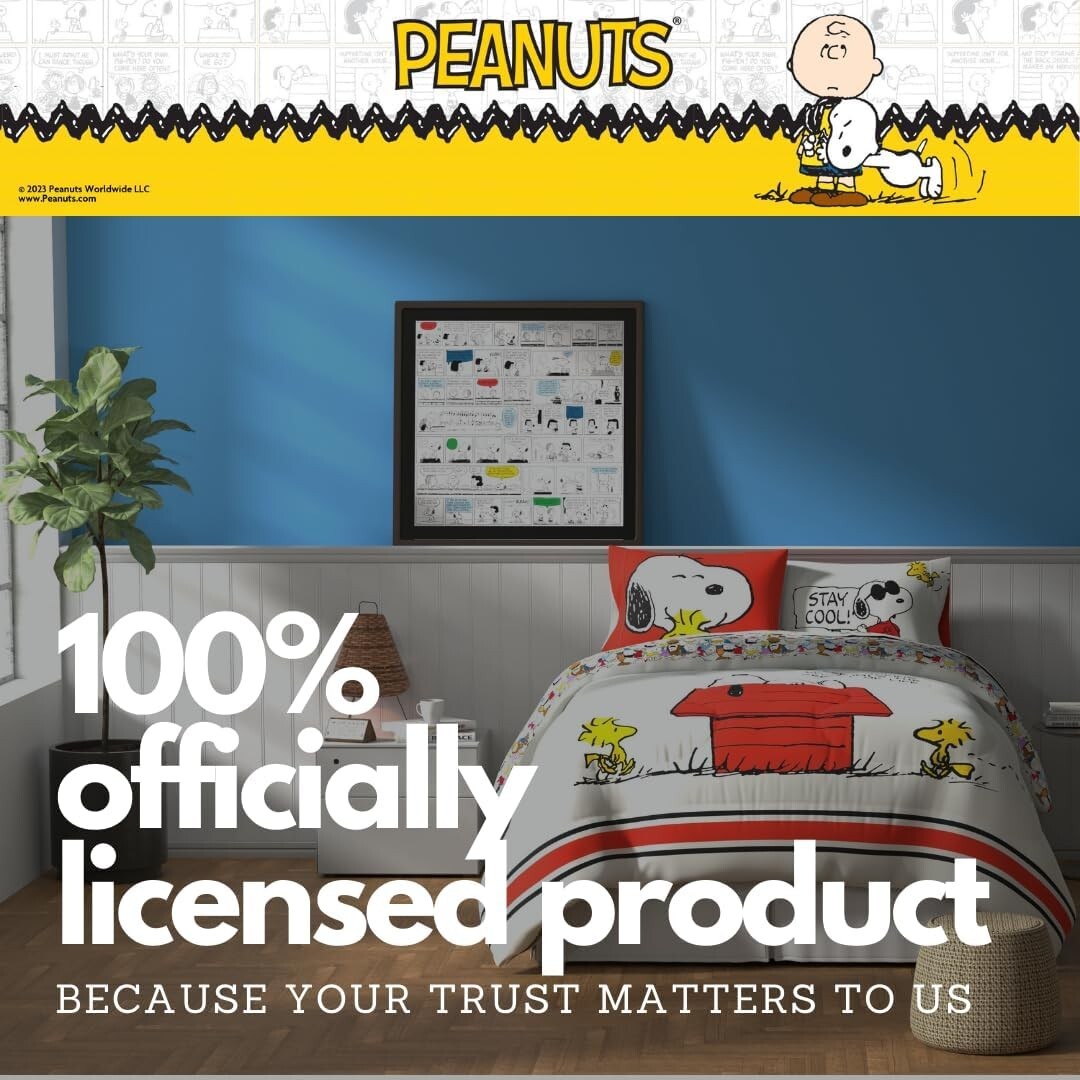 Cozy Peanuts 5-Piece Bedding Set: Charlie Brown, Snoopy & Woodstock - Full Size