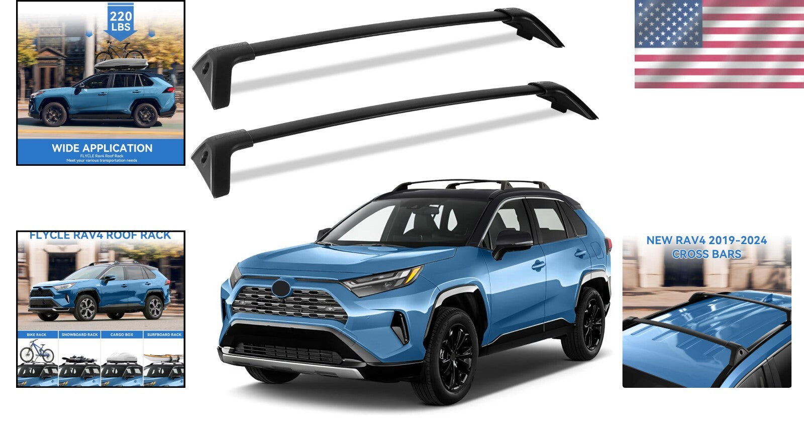 Maximize Adventure with 220LBS Roof Rack Cross Bars for 2019-2025 RAV4 Models