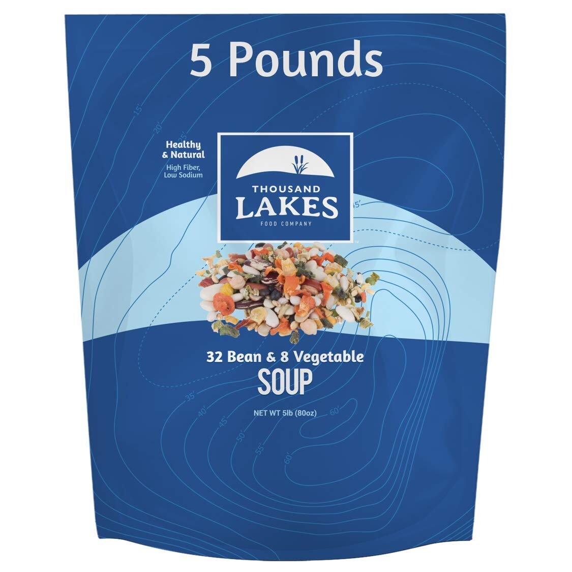 Delicious Low Sodium 32 Bean & 8 Vegetable Dry Soup Mix - 5 lbs - 100+ Servings