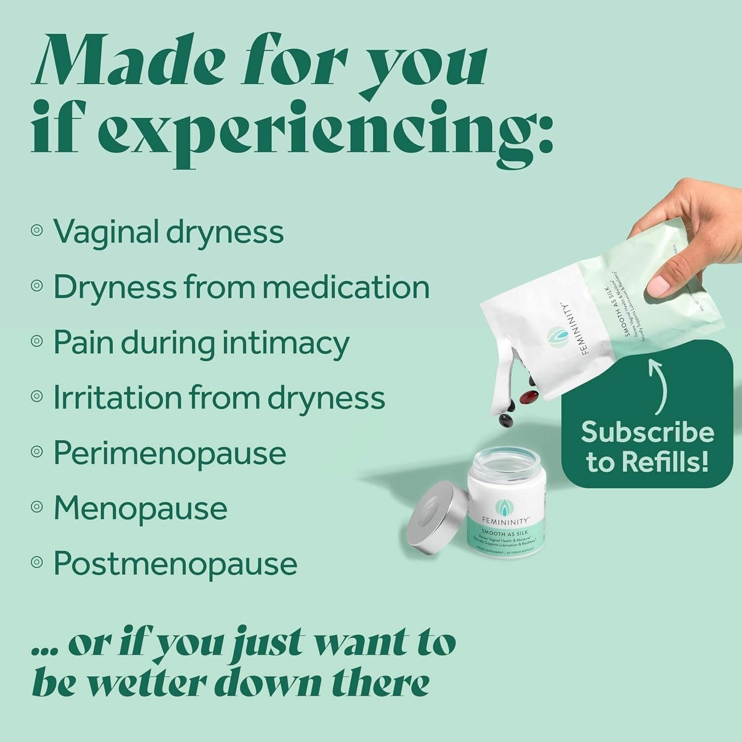 Femininity Smooth as Silk: 60 Vegan Omega 7 Softgels for Vaginal Hydration